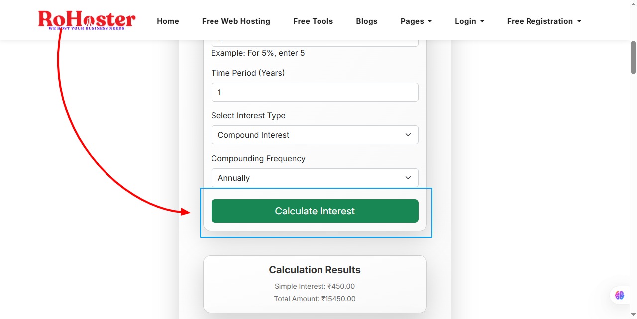 How to Use the Simple Interest and Compound Interest Calculator Tool by RoHoster