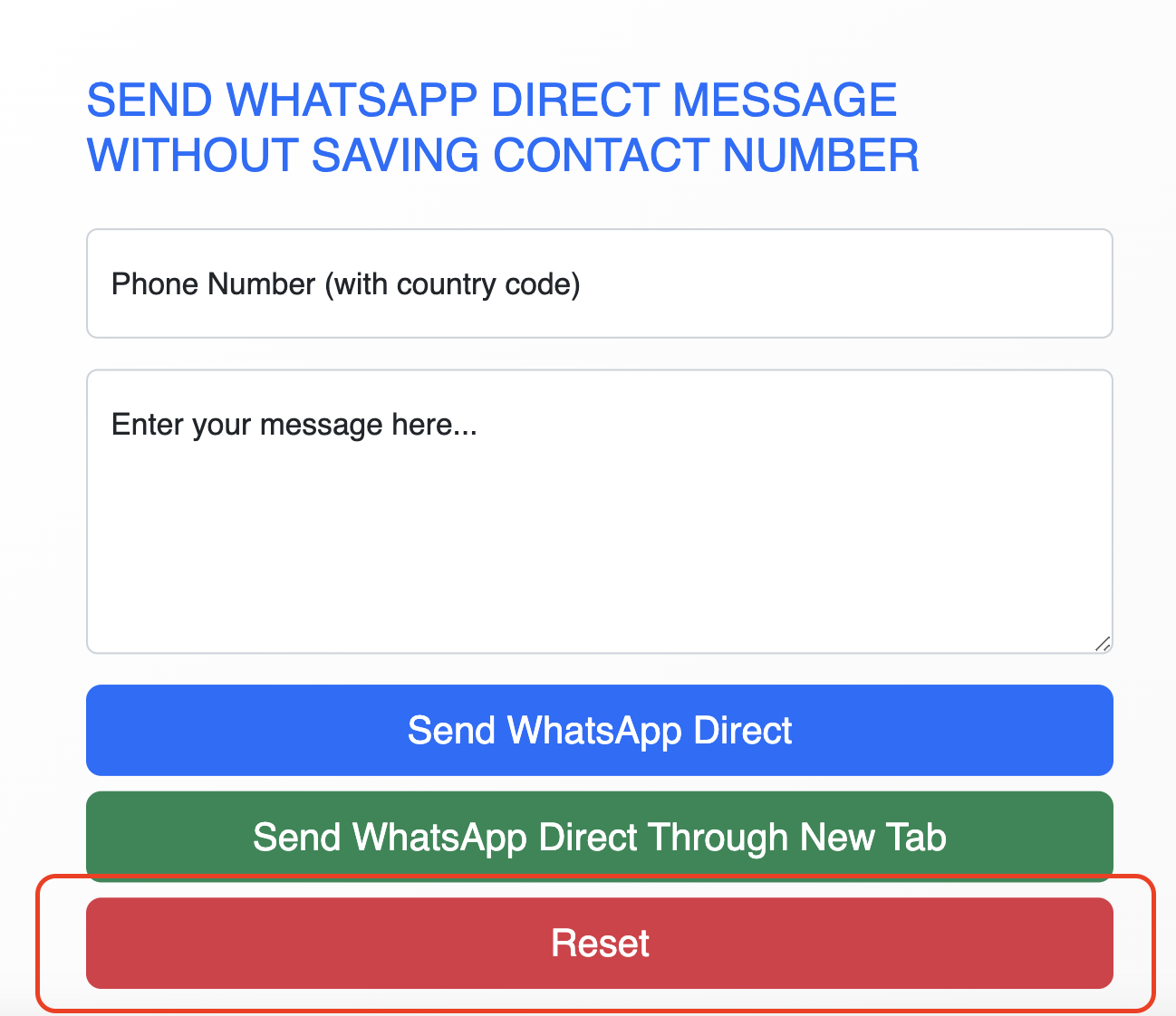 How to Use the WhatsApp Direct Message Sending Tool of RoHoster