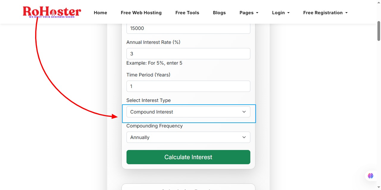 How to Use the Simple Interest and Compound Interest Calculator Tool by RoHoster