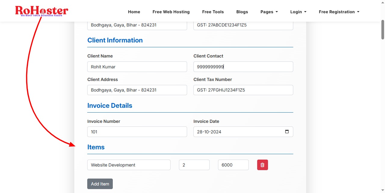 How to Use the Invoice Generator Tool by RoHoster