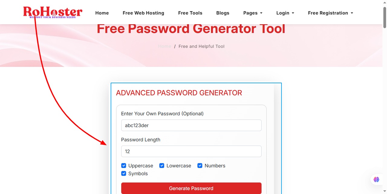 How to Use the Password Generator Tool by RoHoster