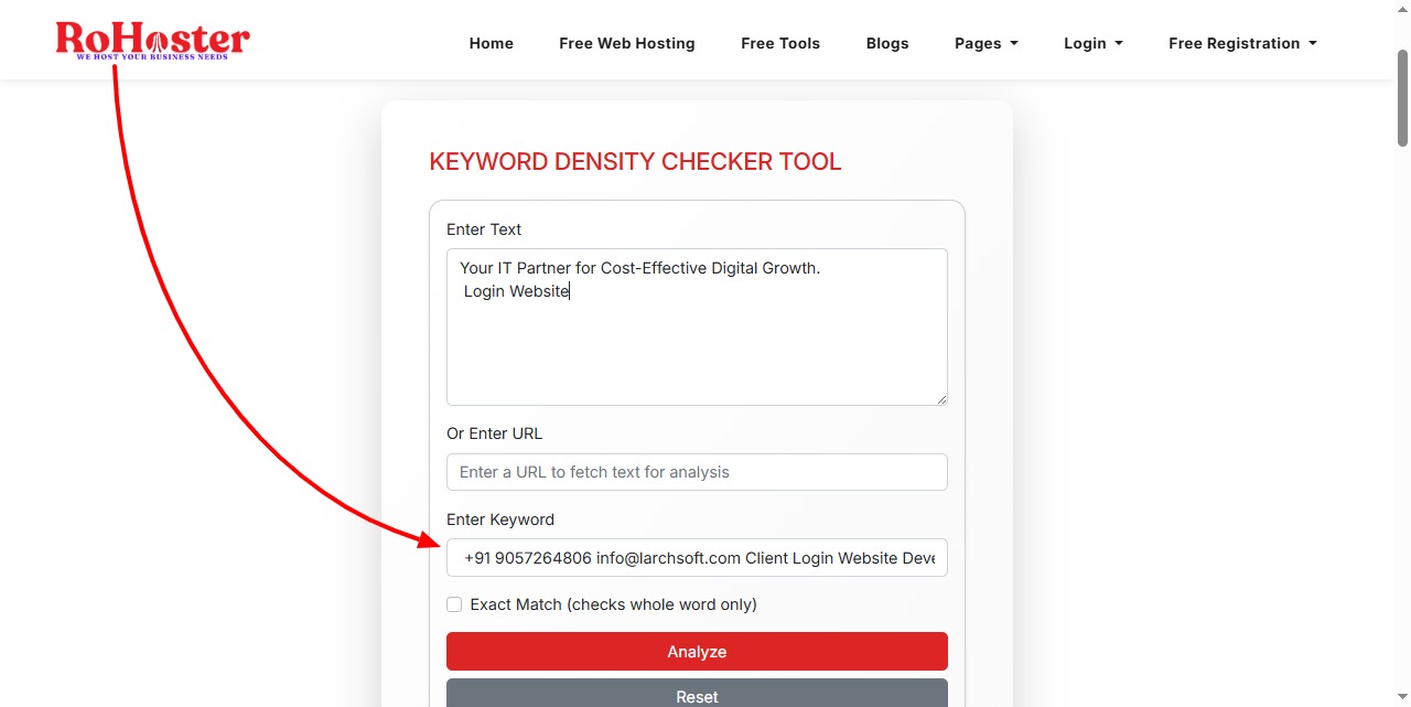 How to Use the Keyword Density Checker Tool by RoHoster
