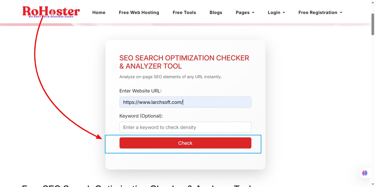 How to Use the SEO Search Optimization Checker Tool by RoHoster