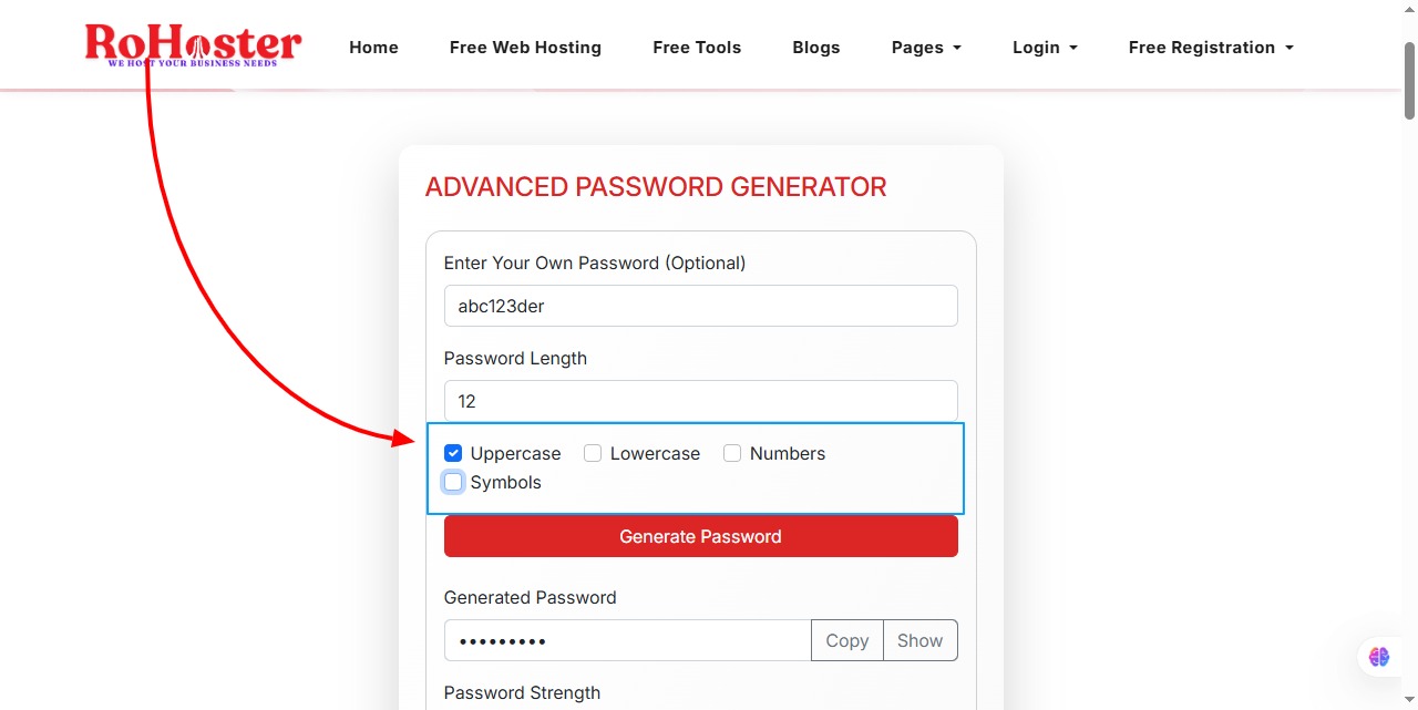 How to Use the Password Generator Tool by RoHoster