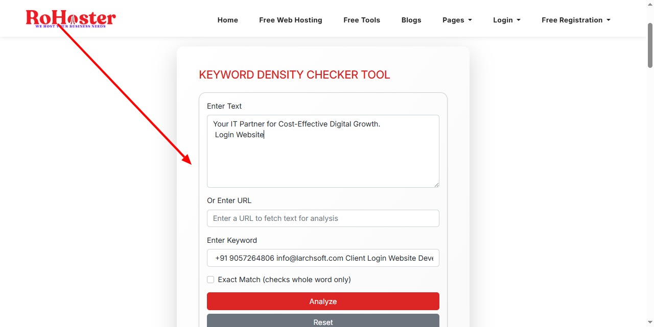 How to Use the Keyword Density Checker Tool by RoHoster