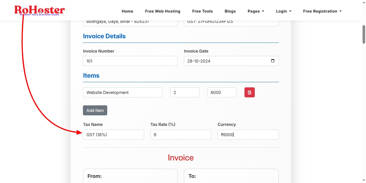 How to Use the Invoice Generator Tool by RoHoster