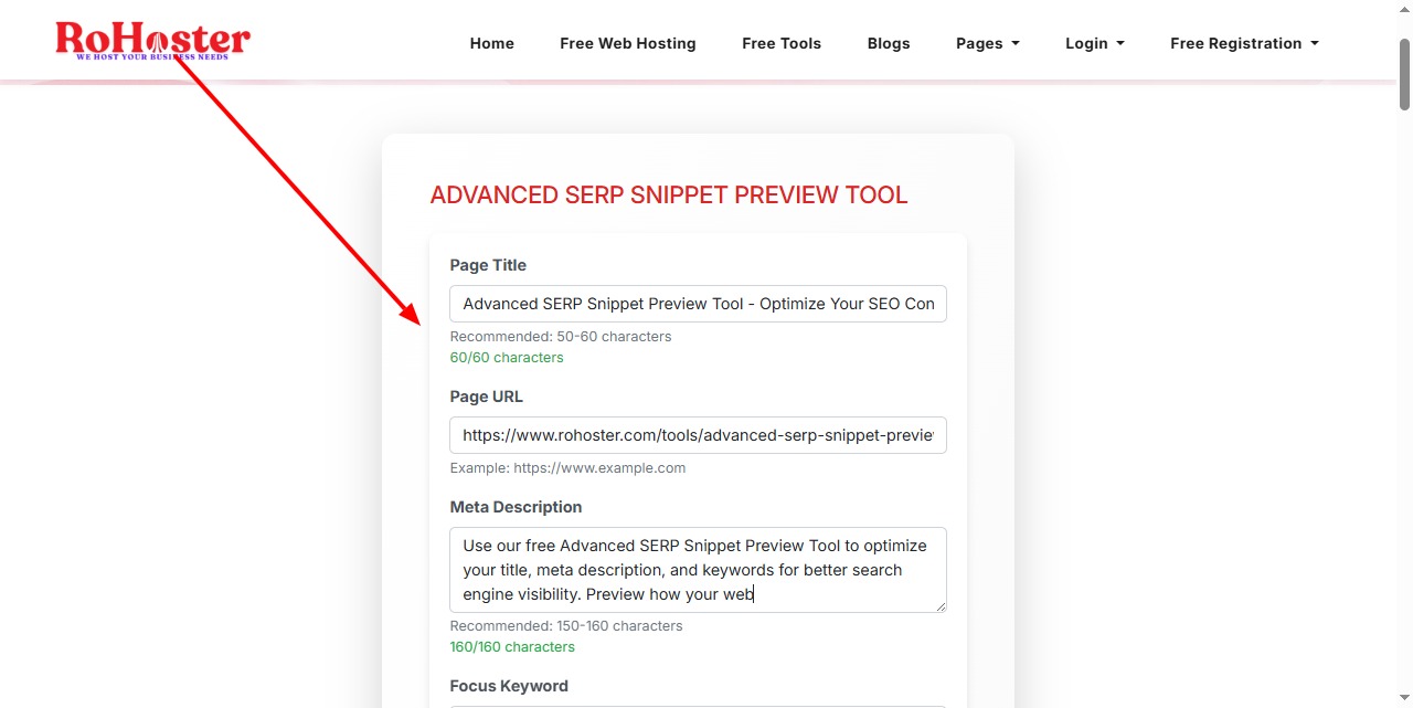 How to Use the SERP Snippet Preview Tool by RoHoster