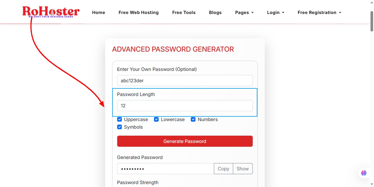 How to Use the Password Generator Tool by RoHoster