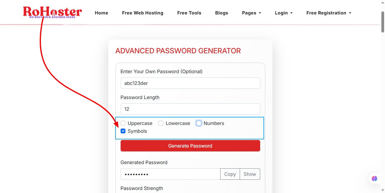 How to Use the Password Generator Tool by RoHoster
