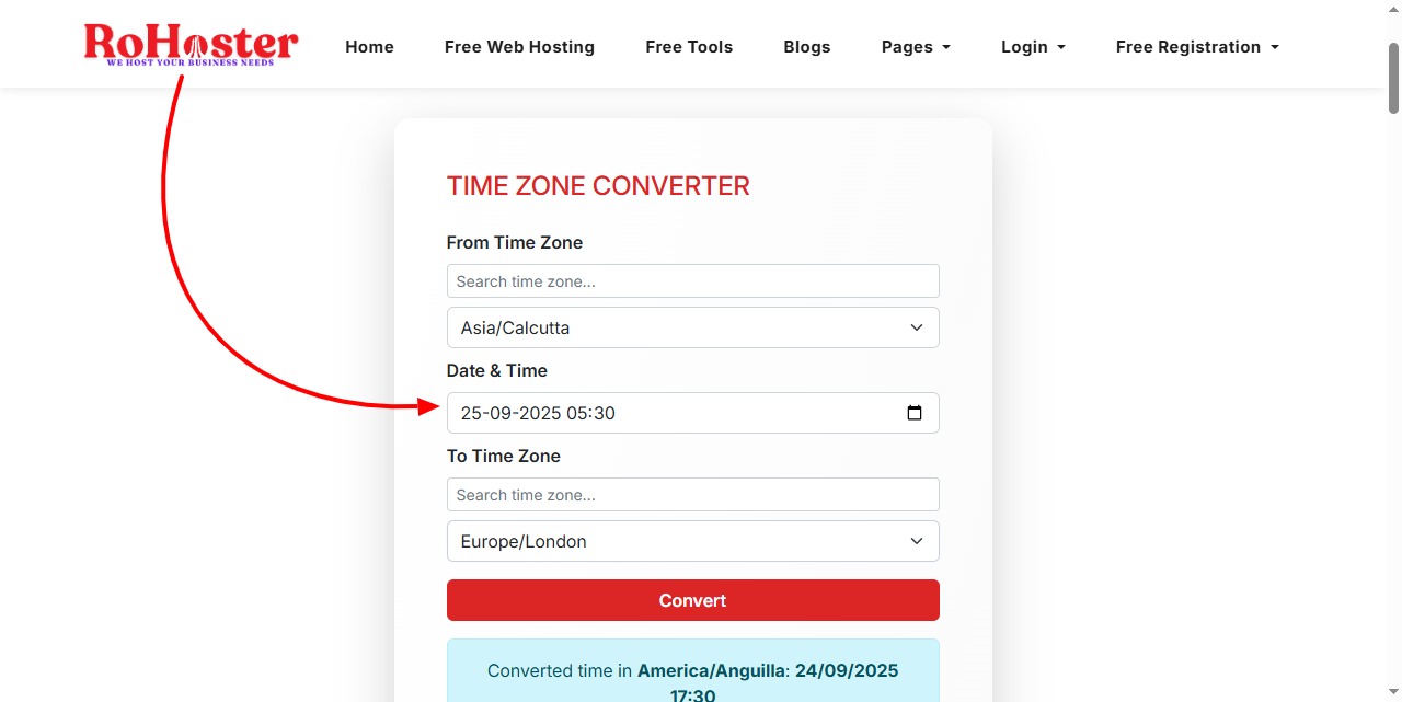 How to Use the Time Zone Converter Tool by RoHoster