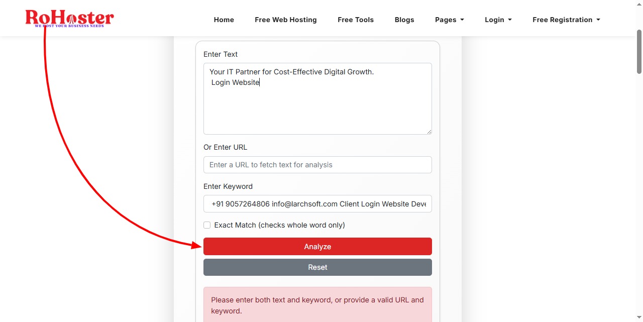 How to Use the Keyword Density Checker Tool by RoHoster