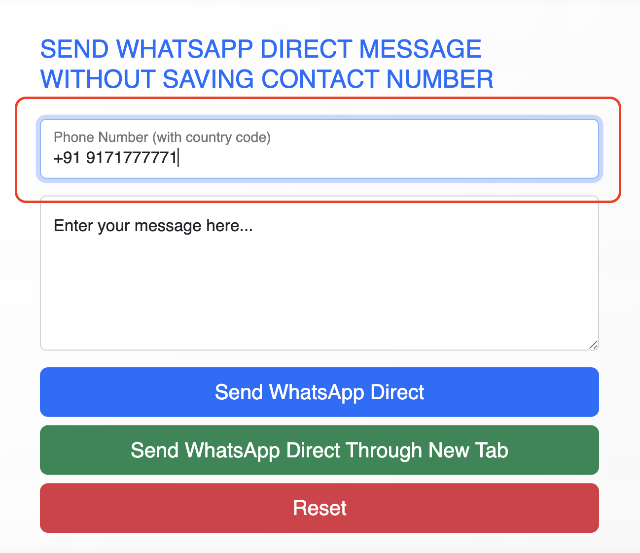 How to Use the WhatsApp Direct Message Sending Tool of RoHoster