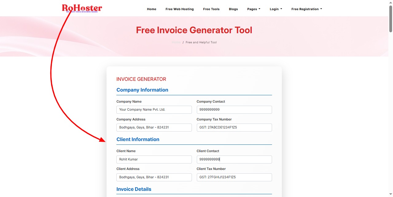 How to Use the Invoice Generator Tool by RoHoster
