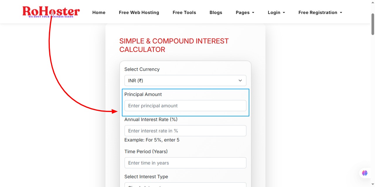 How to Use the Simple Interest and Compound Interest Calculator Tool by RoHoster
