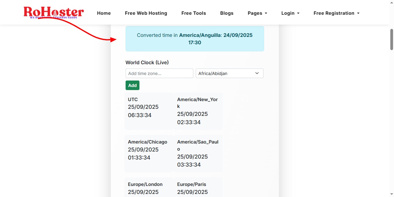 How to Use the Time Zone Converter Tool by RoHoster