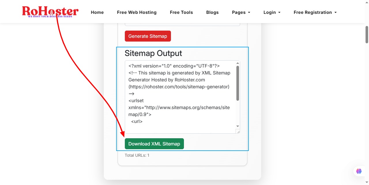 How to Use the Sitemap Generator Tool by RoHoster
