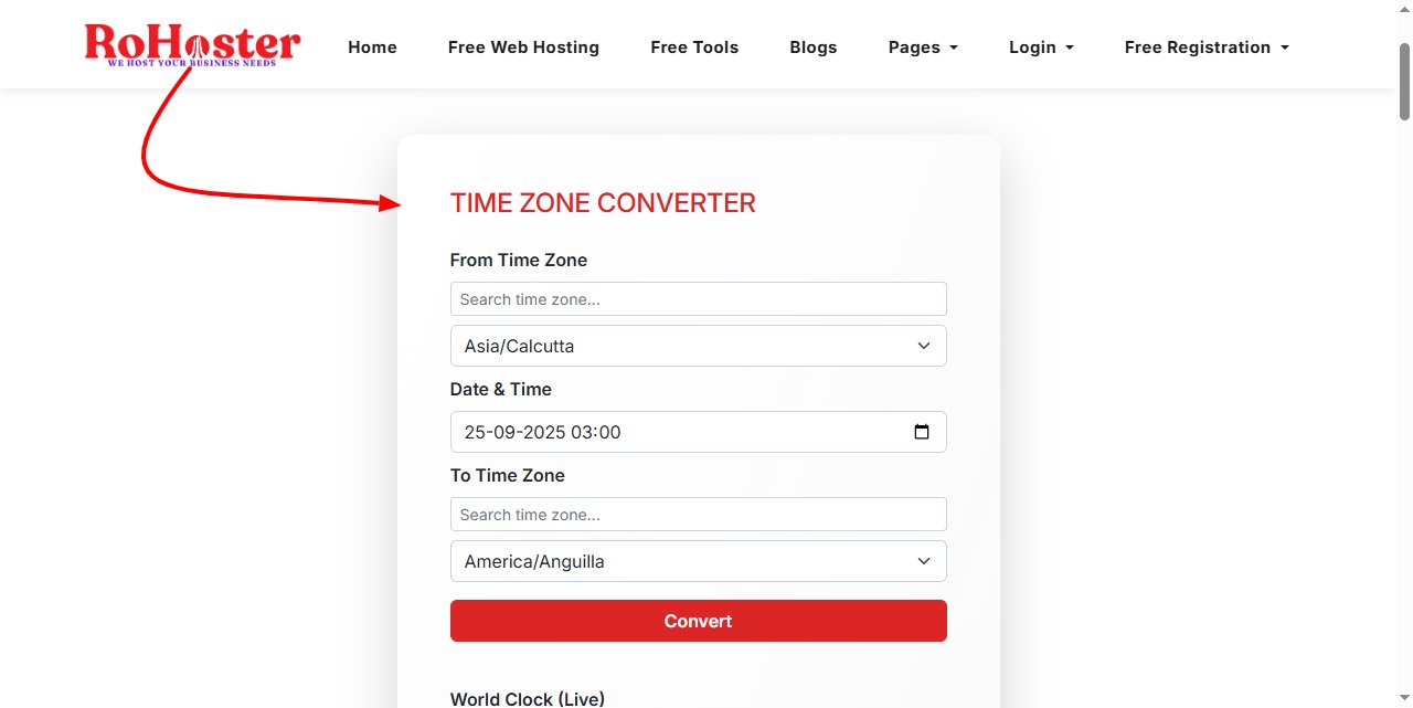 How to Use the Time Zone Converter Tool by RoHoster