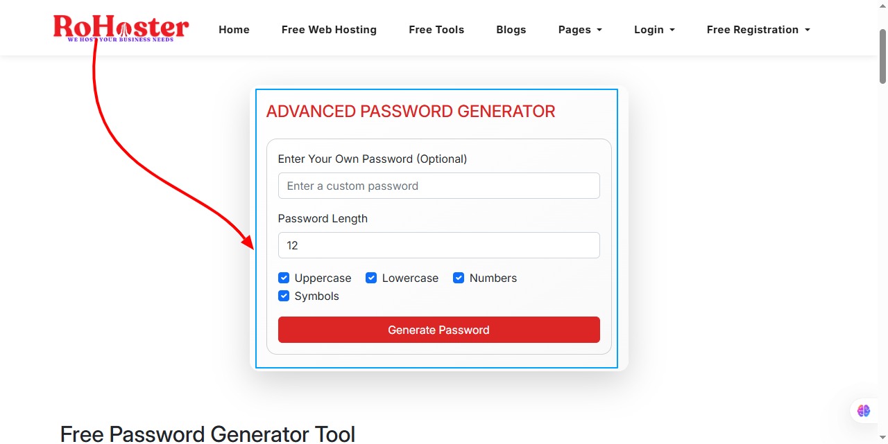 How to Use the Password Generator Tool by RoHoster