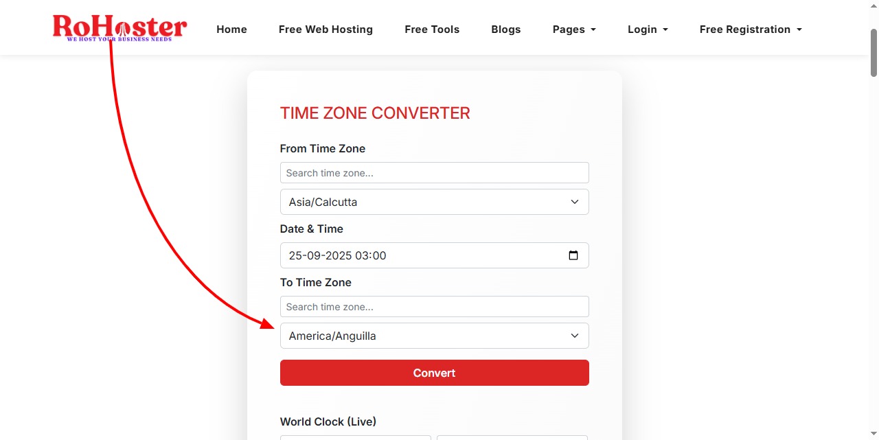 How to Use the Time Zone Converter Tool by RoHoster
