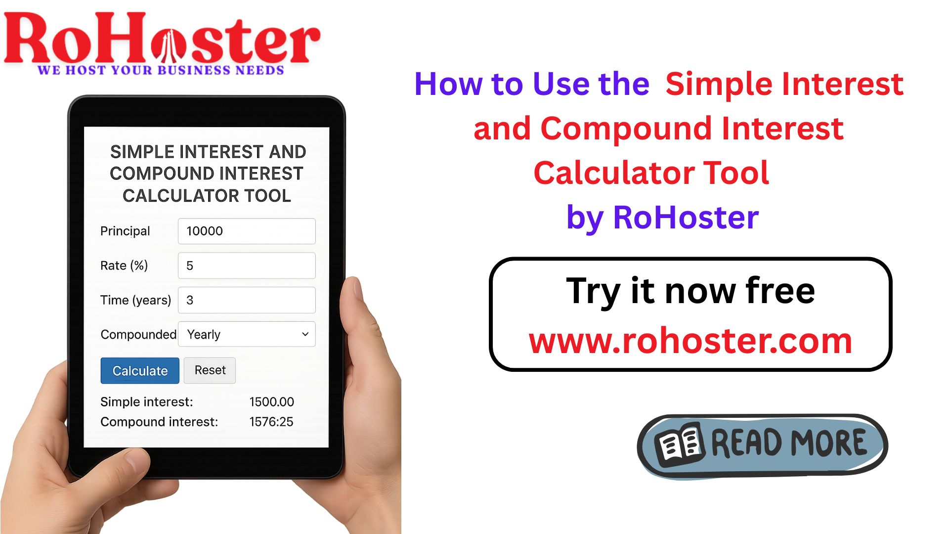 How to Use the Simple Interest and Compound Interest Calculator Tool by RoHoster