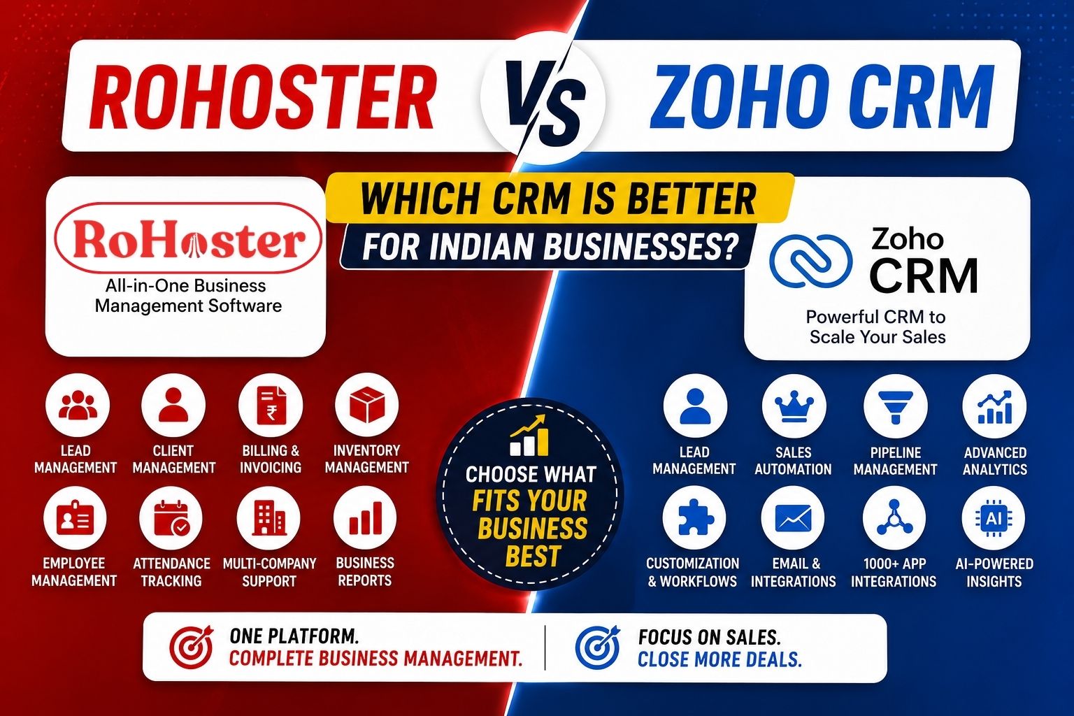 RoHoster vs Zoho CRM: Which CRM Is Better for Indian Businesses?